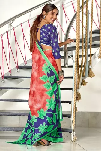 Hand block print mulmul cotton sarees