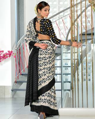 Hand block print mulmul cotton sarees 4
