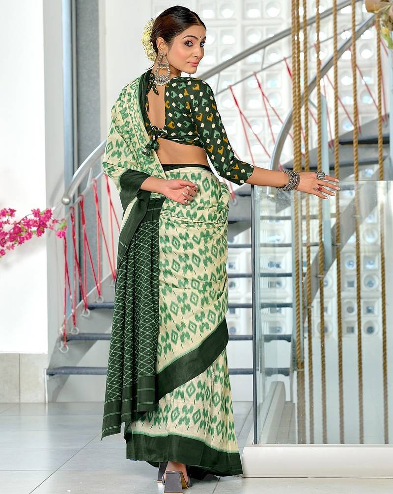 Hand block print mulmul cotton sarees