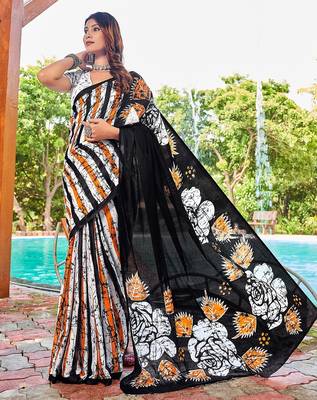 Bagru block print mulmul cotton sarees 1