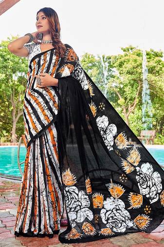 Bagru block print mulmul cotton sarees