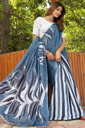 Bagru block print mulmul cotton sarees
