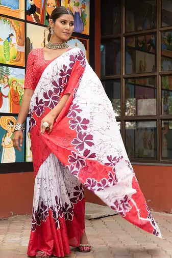 Bagru block print mulmul cotton sarees