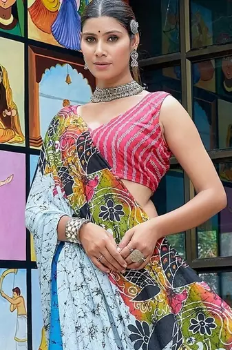 Bagru block print mulmul cotton sarees