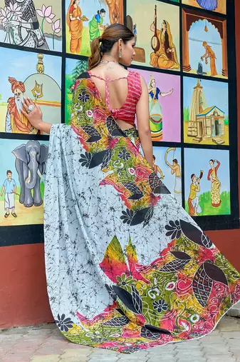 Bagru block print mulmul cotton sarees