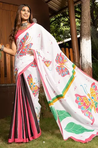 Bagru block print mulmul cotton sarees