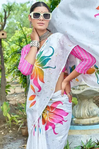 Bagru block print mulmul cotton sarees