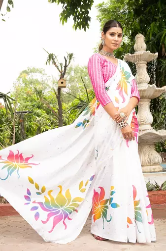 Bagru block print mulmul cotton sarees