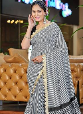 Office wear print sarees with heavy embroidery less bodar 1