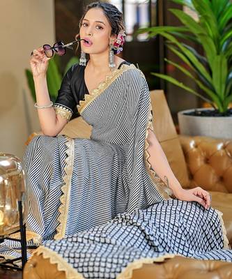 Office wear print sarees with heavy embroidery less bodar 2