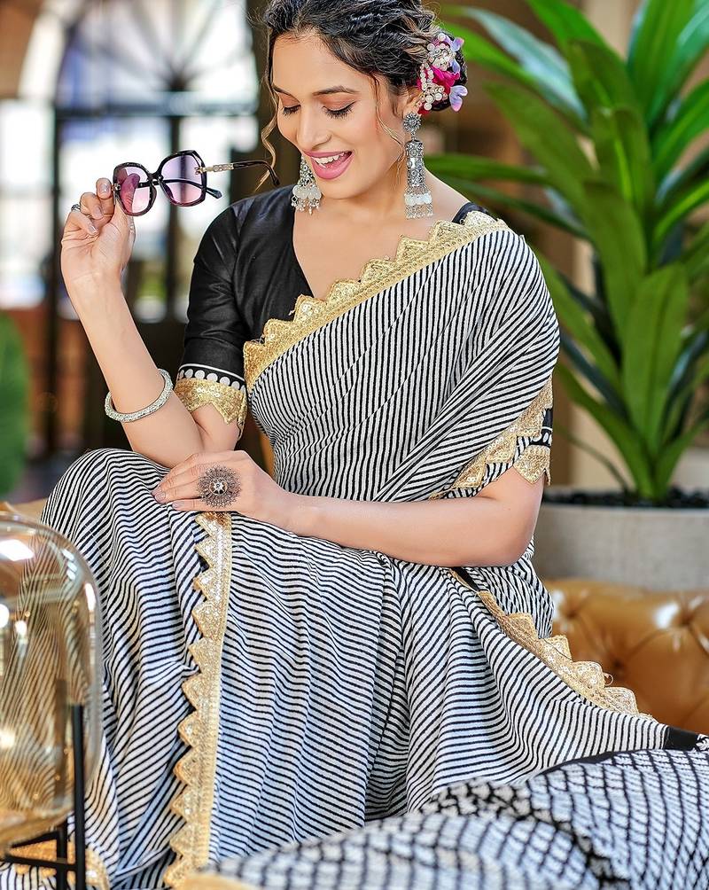 Office wear print sarees with heavy embroidery less bodar