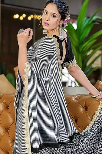 Office wear print sarees with heavy embroidery less bodar