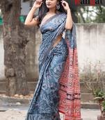 Pure cotton bandhani and ajrak block print sarees