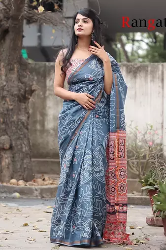 Pure cotton bandhani and ajrak block print sarees