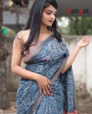 Pure cotton bandhani and ajrak block print sarees 3