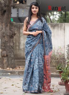 Pure cotton bandhani and ajrak block print sarees 4