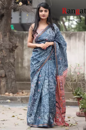 Pure cotton bandhani and ajrak block print sarees