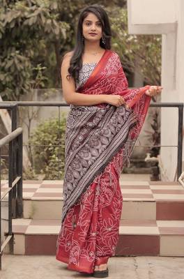 Pure cotton bandhani and ajrak block print sarees 3
