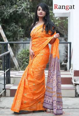Pure cotton bandhani and ajrak block print sarees 3