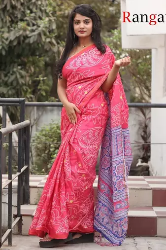 Pure cotton bandhani and ajrak block print sarees