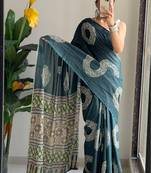 Buti hand block print with hevay zari bodar sarees