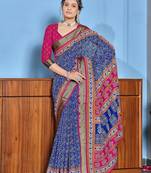 Buti hand block print with hevay zari bodar sarees