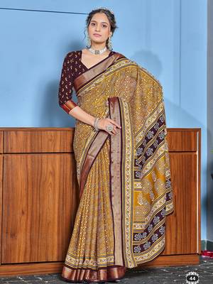 Buti hand block print with hevay zari bodar sarees 1
