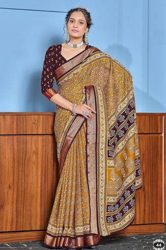 Buti hand block print with hevay zari bodar sarees
