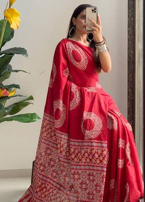Buti hand block print with hevay zari bodar sarees 3