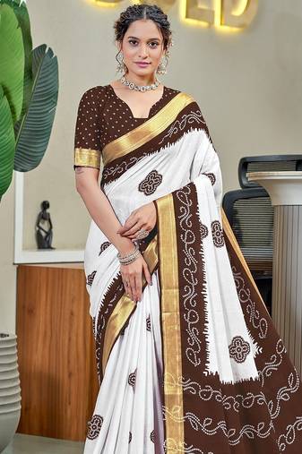 Buti hand block print with hevay zari bodar sarees
