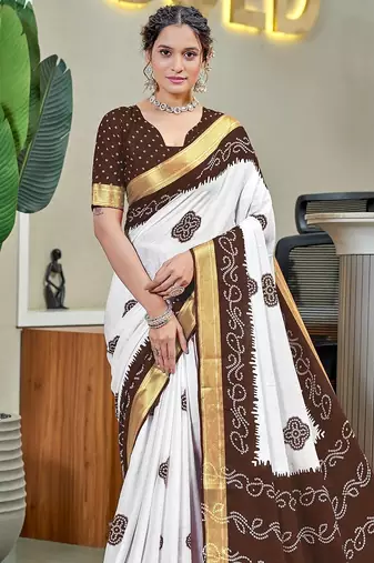 Buti hand block print with hevay zari bodar sarees
