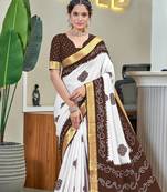 Buti hand block print with hevay zari bodar sarees