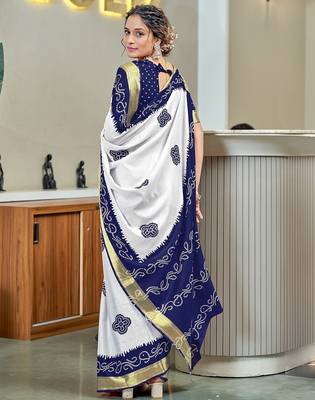 Buti hand block print with hevay zari bodar sarees 2