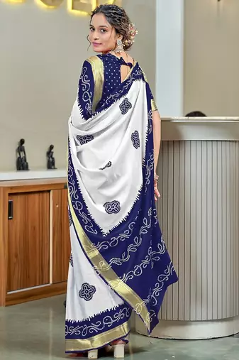 Buti hand block print with hevay zari bodar sarees