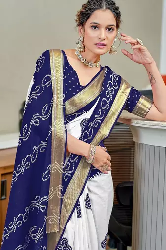 Buti hand block print with hevay zari bodar sarees