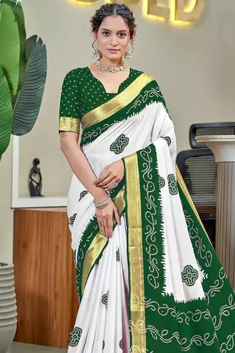 Buti hand block print with hevay zari bodar sarees