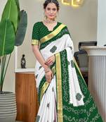 Buti hand block print with hevay zari bodar sarees