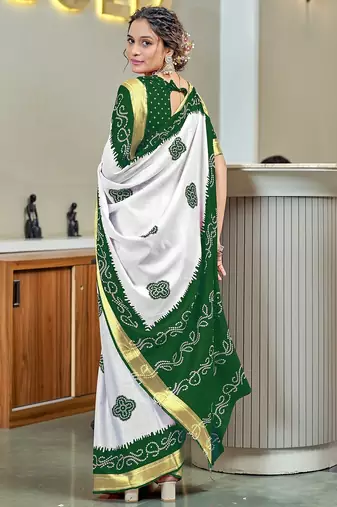 Buti hand block print with hevay zari bodar sarees