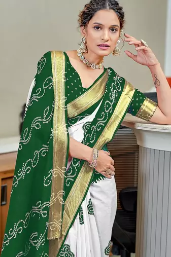 Buti hand block print with hevay zari bodar sarees