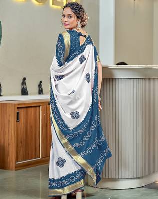 Buti hand block print with hevay zari bodar sarees 2