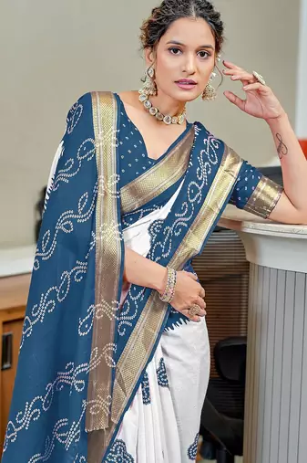 Buti hand block print with hevay zari bodar sarees