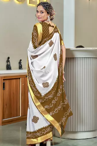 Buti hand block print with hevay zari bodar sarees