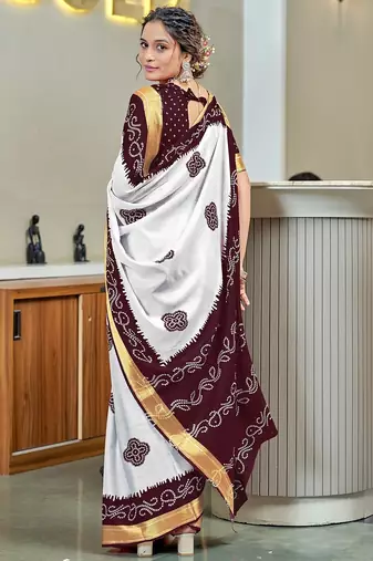 Buti hand block print with hevay zari bodar sarees