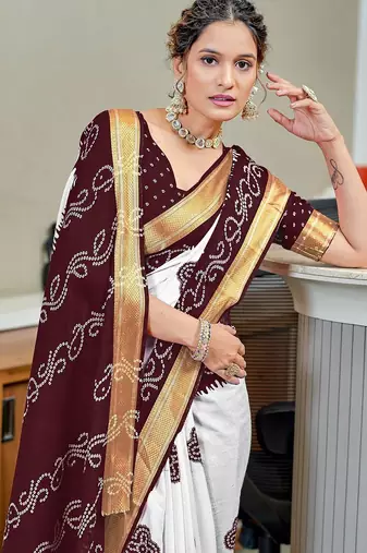 Buti hand block print with hevay zari bodar sarees