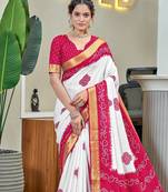 Buti hand block print with hevay zari bodar sarees