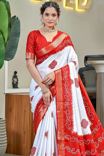 Buti hand block print with hevay zari bodar sarees