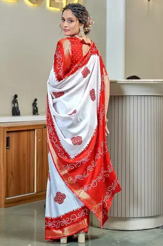 Buti hand block print with hevay zari bodar sarees