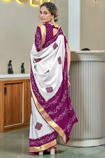 Buti hand block print with hevay zari bodar sarees