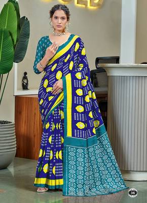 Pure cotton bandhani and ajrak block print sarees 1