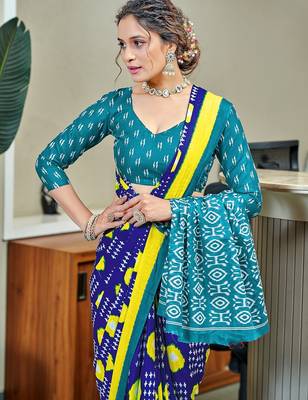 Pure cotton bandhani and ajrak block print sarees 3